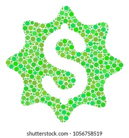 Money Award composition of dots in different sizes and fresh green color tinges. Vector round dots are grouped into money award composition. Ecological design concept.
