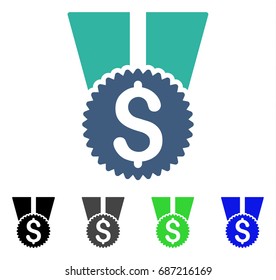 Money Award flat vector illustration. Colored money award gray, black, blue, green pictogram versions. Flat icon style for application design.