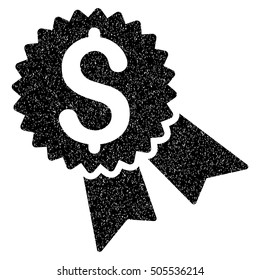 Money Award grainy textured icon for overlay watermark stamps. Flat symbol with scratched texture. Dotted vector black ink rubber seal stamp with grunge design on a white background.