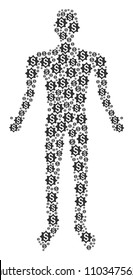Money award human avatar. Vector money award icons are grouped into man composition.