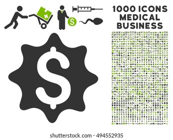 Money Award icon with 1000 medical commerce eco green and gray vector pictograms. Collection style is flat bicolor symbols, white background.
