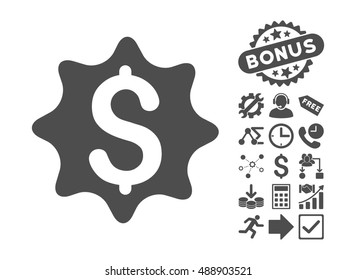 Money Award icon with bonus pictures. Vector illustration style is flat iconic symbols, gray color, white background.