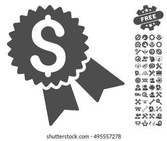 Money Award icon with bonus tools clip art. Vector illustration style is flat iconic symbols, gray color, white background.