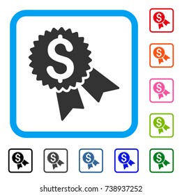 Money Award icon. Flat gray iconic symbol in a light blue rounded squared frame. Black, gray, green, blue, red, orange color additional versions of Money Award vector.