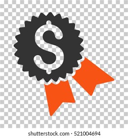 Money Award icon. Vector pictograph style is a flat bicolor symbol, orange and gray colors, chess transparent background. Designed for software and web interface toolbars and menus.