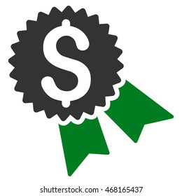 Money Award icon. Vector style is bicolor flat iconic symbol with rounded angles, green and gray colors, white background.