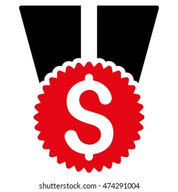 Money Award icon. Vector style is bicolor flat iconic symbol with rounded angles, intensive red and black colors, white background.