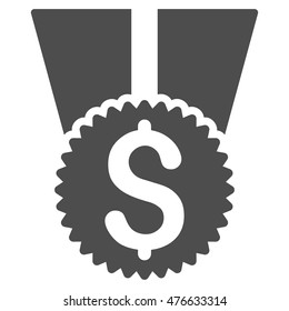 Money Award icon. Vector style is flat iconic symbol with rounded angles, gray color, white background.