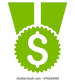Money Award icon. Vector style is flat iconic symbol with rounded angles, eco green color, white background.