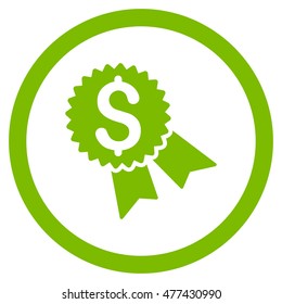Money Award rounded icon. Vector illustration style is flat iconic symbol, eco green color, white background.