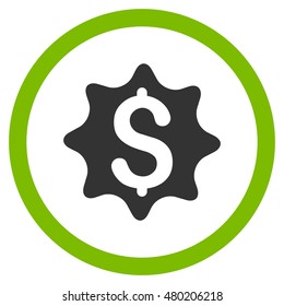 Money Award vector bicolor rounded icon. Image style is a flat icon symbol inside a circle, eco green and gray colors, white background.