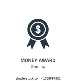 Money award vector icon on white background. Flat vector money award icon symbol sign from modern gaming collection for mobile concept and web apps design.