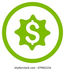 Money Award vector rounded icon. Image style is a flat icon symbol inside a circle, eco green color, white background.