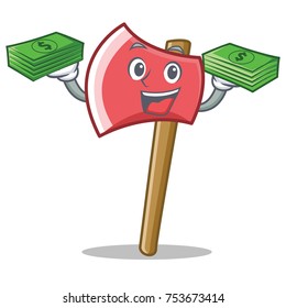With money axe character cartoon style vector illustration