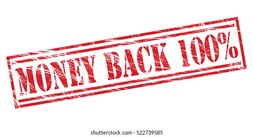 money back 100% vector red stamp on white background