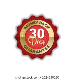 Money Back in 30 Days Guarantee Label Golden Icon Badge Isolated Vector Illustration