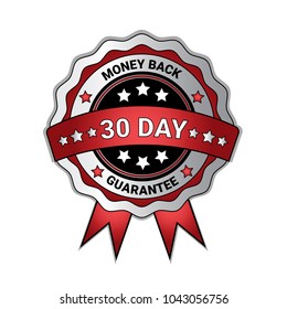Money Back In 30 Days Guarantee Medal Isolated Template Seal Icon Vector Illustration