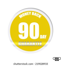 Money Back 90 days Guaranteed Stamp, Label And Sticker with Yellow Badge Sign - Vector.