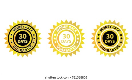 Money back Badges. e-commerce. money back. guarantee. flat badge.gold badge