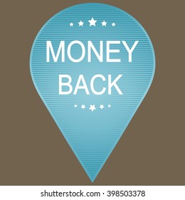 money back colorful sticker. Vector blue image