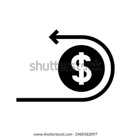 Money back, dollar coin with arrow back icon vector
