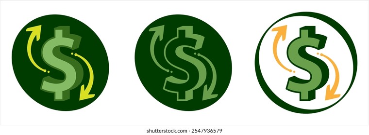 Money Back Dollar Icon, Ícone Financeiro, Reembolso, Cashback, Moneyback Vetor Arte Ilustração