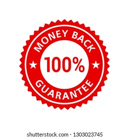 Money Back Guarantee 100% sticker badge label red flat. Vector EPS 10