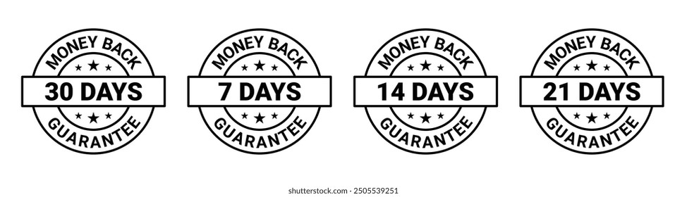 Money back guarantee badge icons 