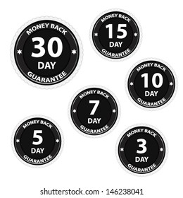 Money back guarantee black set, vector illustration 