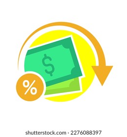 garantía de devolución de dinero, ilustración de concepto de cashback vector de diseño plano eps10. elemento gráfico moderno para infografía, icono, pancarta