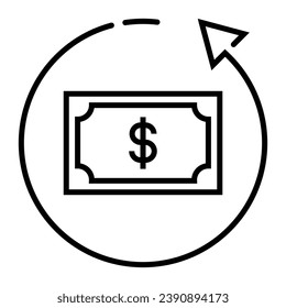 Money back guarantee, E-Commerce line web icon. Outline icon. Vector illustration