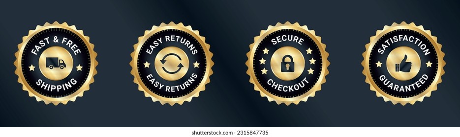 Money back guarantee, Free Shipping Trust Badges ,Trust Badges, secure checkout, easy returns