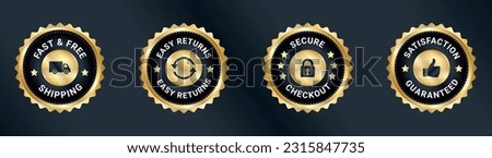 Money back guarantee, Free Shipping Trust Badges ,Trust Badges, secure checkout, easy returns