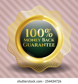 Money back guarantee golden icon. Complex design with background.