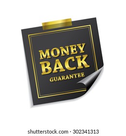 Money Back Guarantee Golden Sticky Notes Vector Icon Design