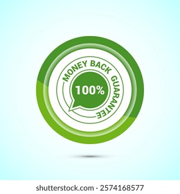 Money back guarantee icon design illustration. Money back guarantee badge and label. Green color button design