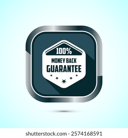 Money back guarantee icon design illustration. Money back guarantee badge and label. Gray shadow button design