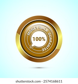 Money back guarantee icon design illustration. Money back guarantee badge and label. Gold color round button design