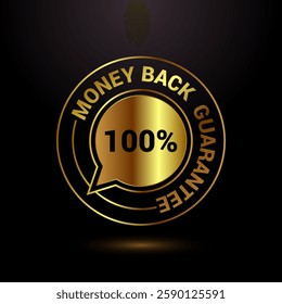 Money back guarantee icon design illustration. Money back guarantee badge and label, gold color style