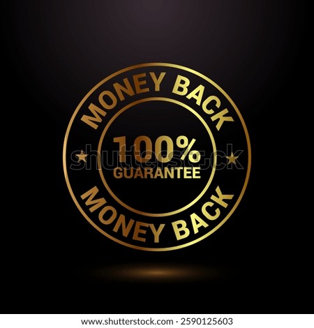 Money back guarantee icon design illustration. Money back guarantee badge and label, gold color style