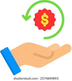 Money Back Guarantee Icon Flat Vector Illustration