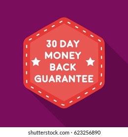 Money back guarantee icon in flat style isolated on white background. Label symbol stock vector illustration.