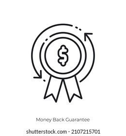 Money Back Guarantee icon. Outline style icon design isolated on white background