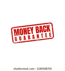 money back guarantee red grunge stamp, rubber stamp, vector illustration.