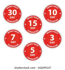Money back guarantee red set, vector illustration