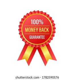 Money back guarantee. Ribbon banner. Sale tag. Sale banner badge. Vector stock illustration.