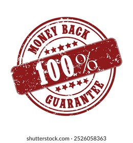 Money back guarantee rubber ink stamp vector isolated on a white background
