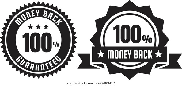 Money back guarantee seal with 100% refund promise