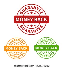 Money Back Guarantee Seal Or Stamp Flat Vector Icon