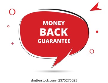 La devolución de dinero garantiza el texto de la burbuja de habla. Hola allí en color brillante para Sticker, Banner y Poster. ilustración vectorial.